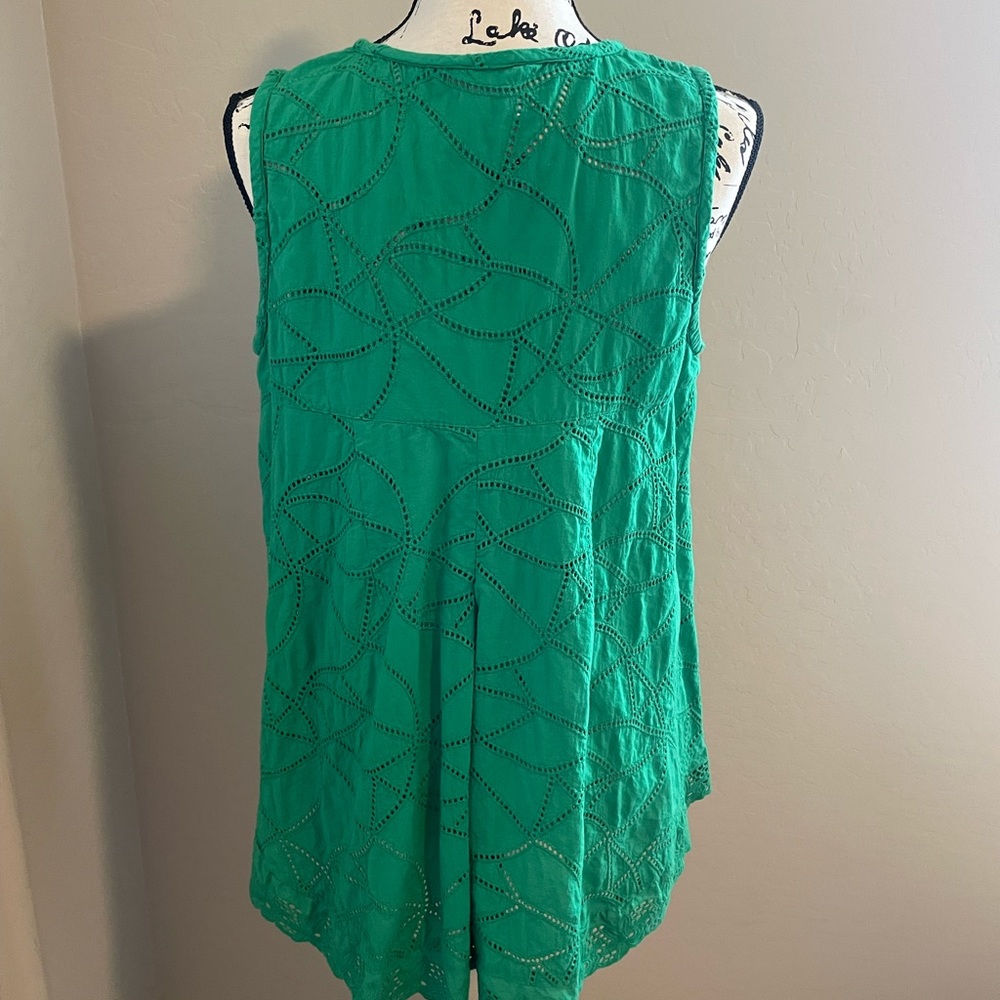 CAbi 5036 Kelly Green Gemma Sleeveless Eyelet Tank Top Tunic!